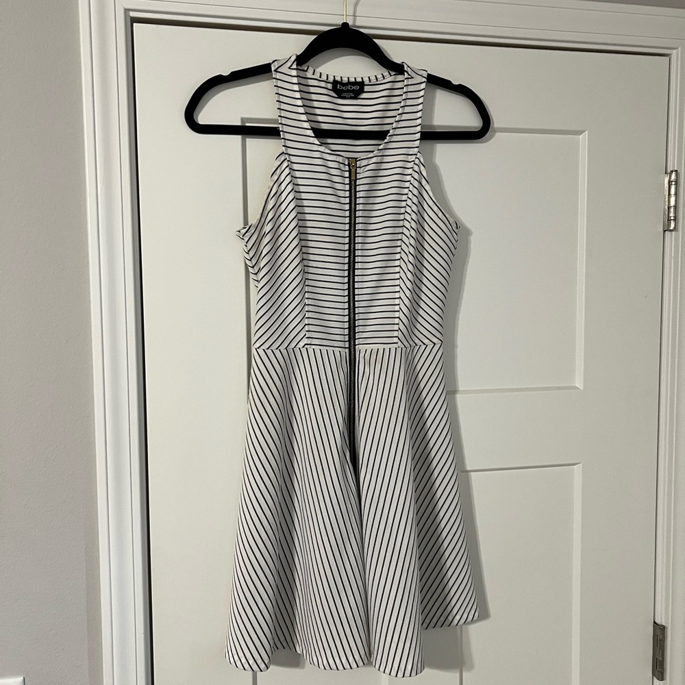 Bebe Black and White Striped Dress